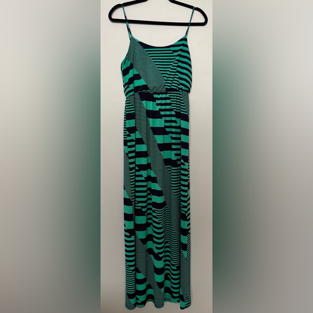 Striped Green and Black Maxi Dress From PinkBlush Maternity